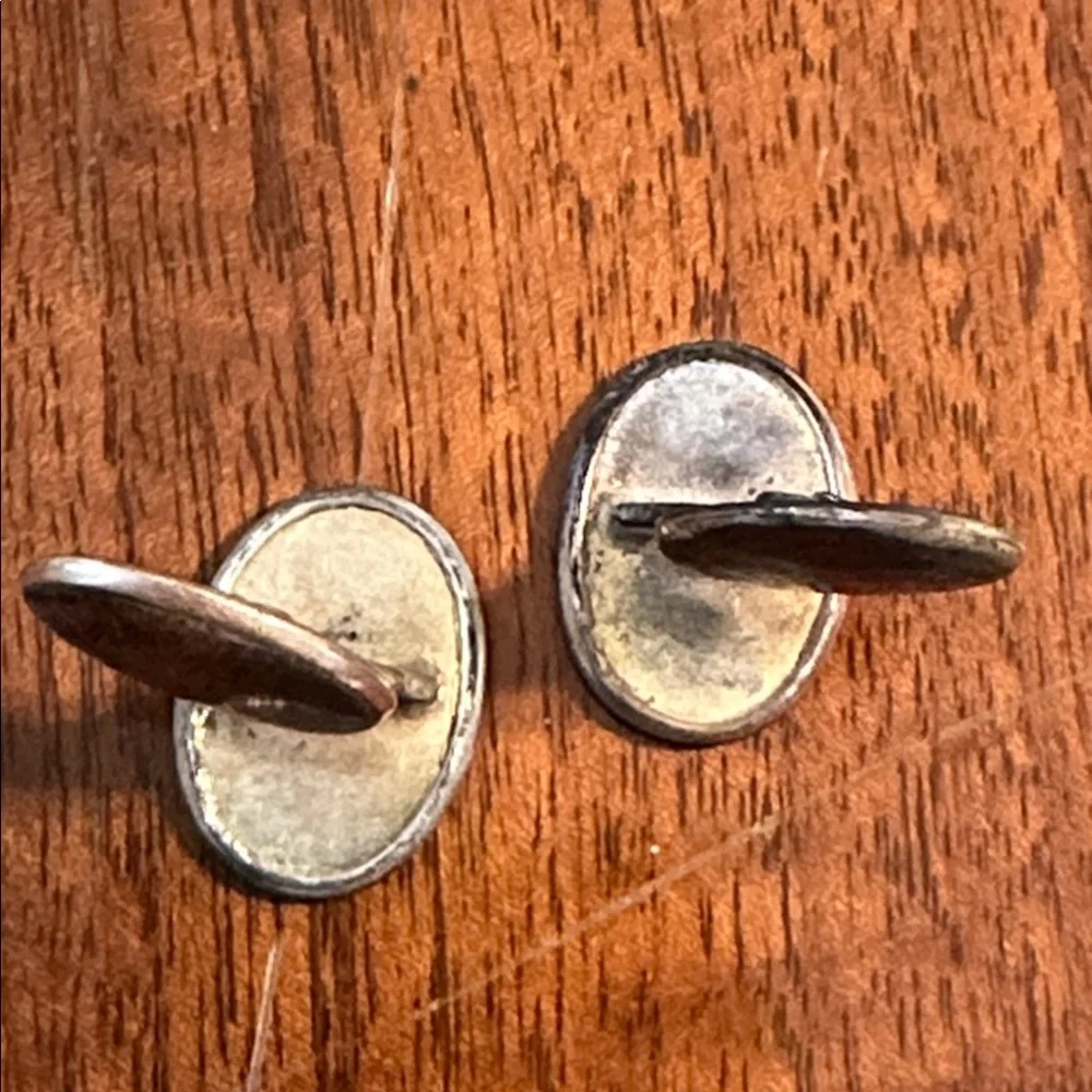 Vintage Etched Brass Oval‎ Cufflinks